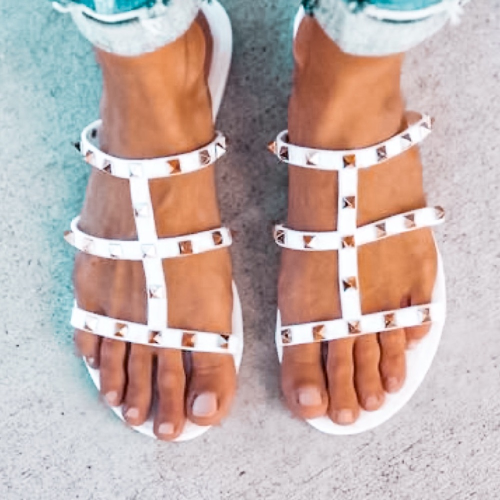 NEW! White Stud Embellished Sandals - Picture 4 of 4